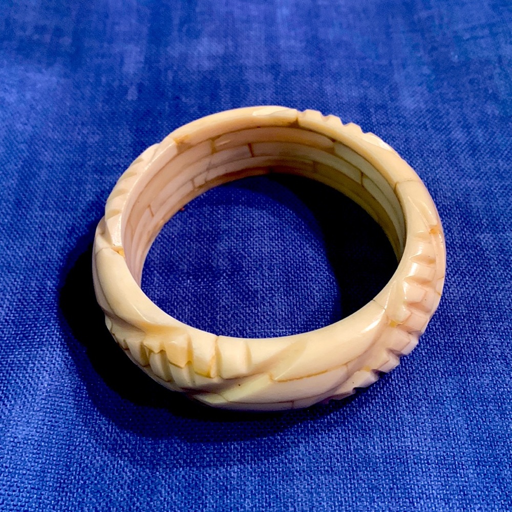 Bone Vintage Bangle, layered snd carved!  Beautiful!